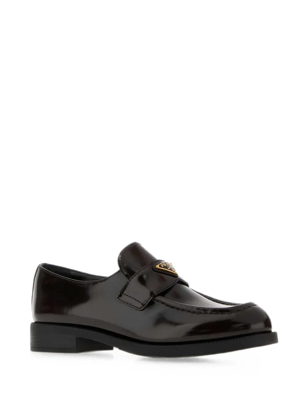 Prada logo-plaque leather loafers Zwart