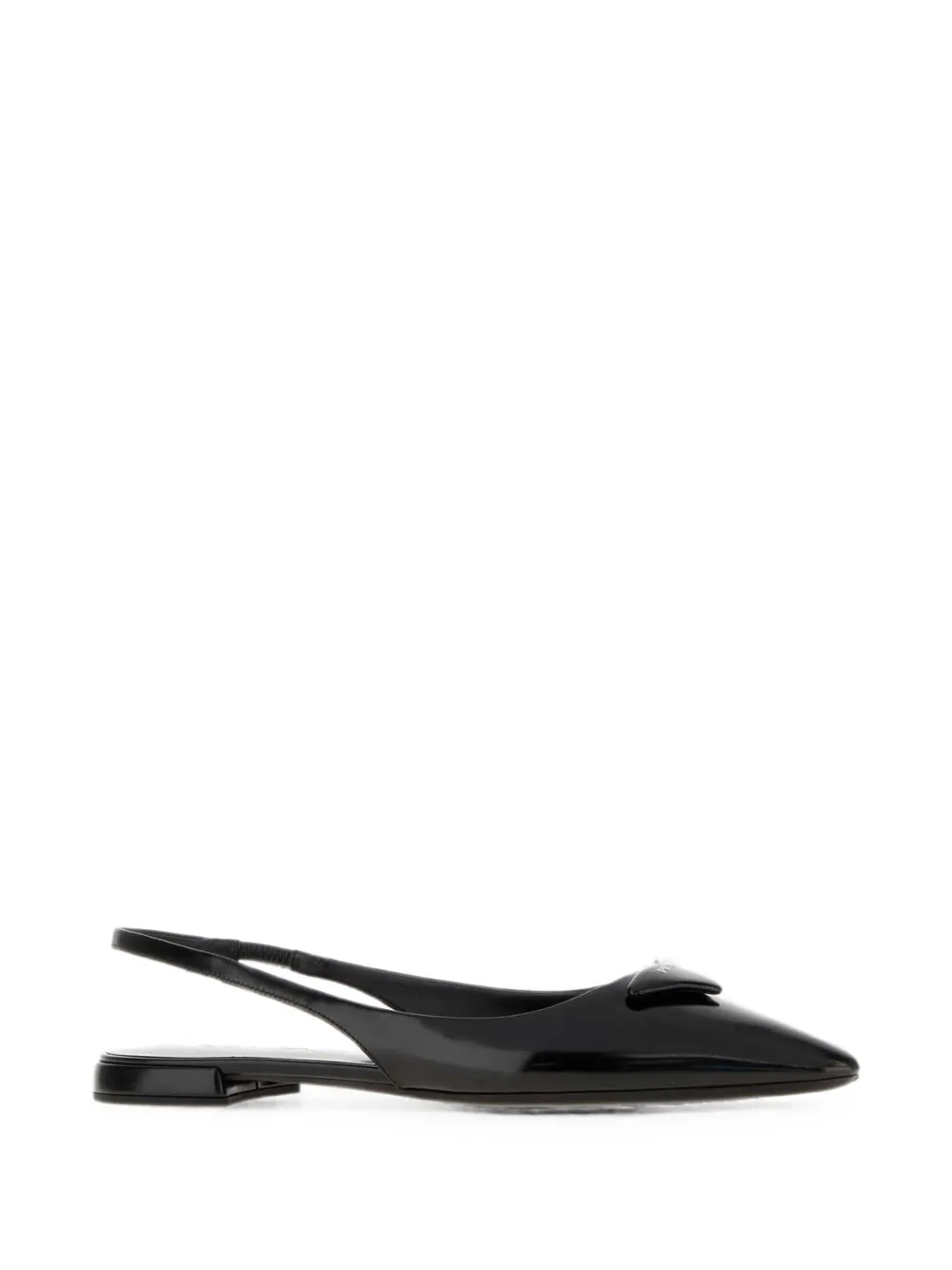 Prada logo-plaque slingback flat pumps Zwart