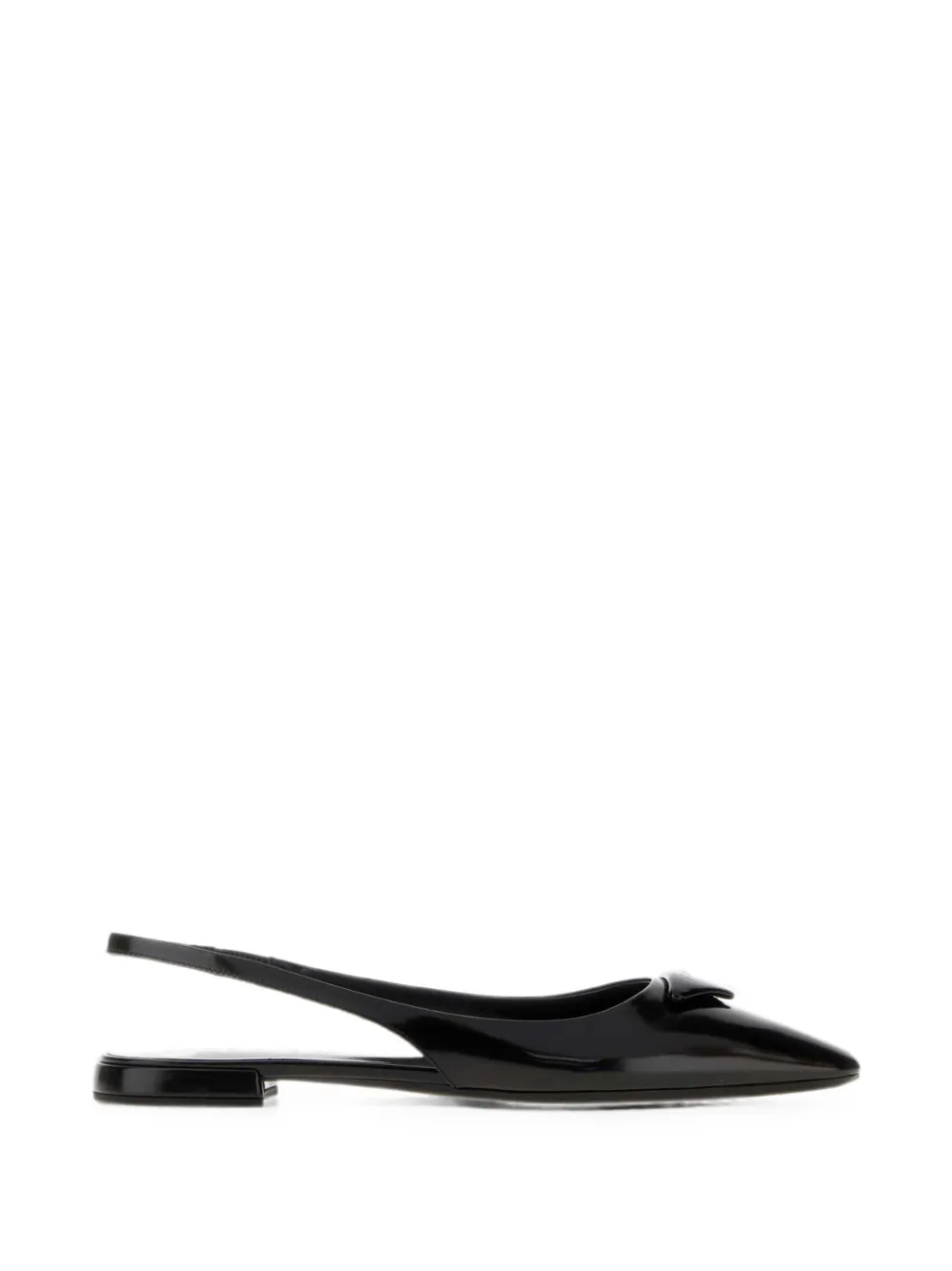 Prada logo-plaque slingback flat pumps Zwart