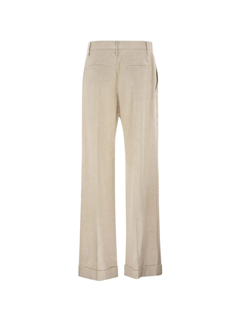 Brunello Cucinelli Pantalon met omgeslagen zoom Beige