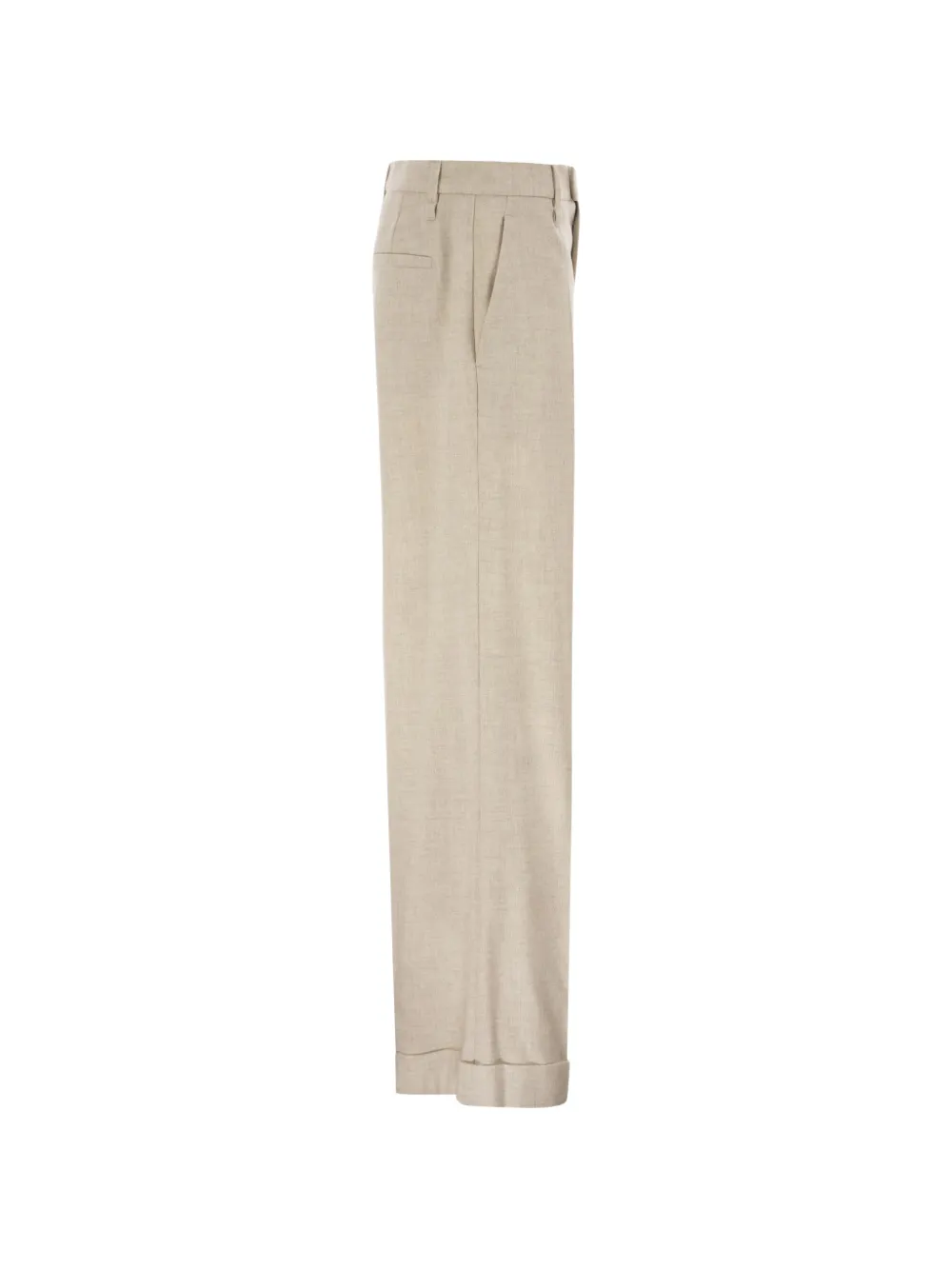 Brunello Cucinelli Pantalon met omgeslagen zoom Beige