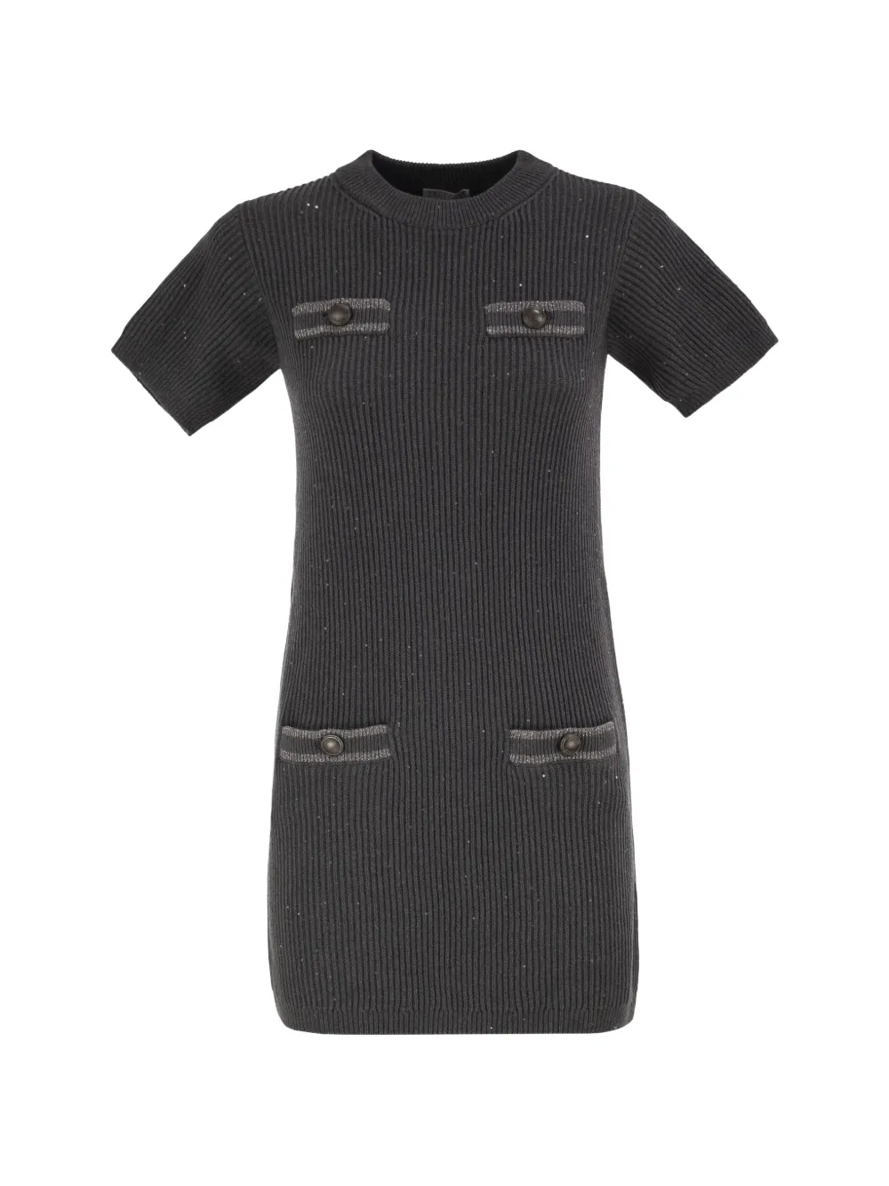 Brunello Cucinelli sequin-embellished ribbed-knit dress - Grau