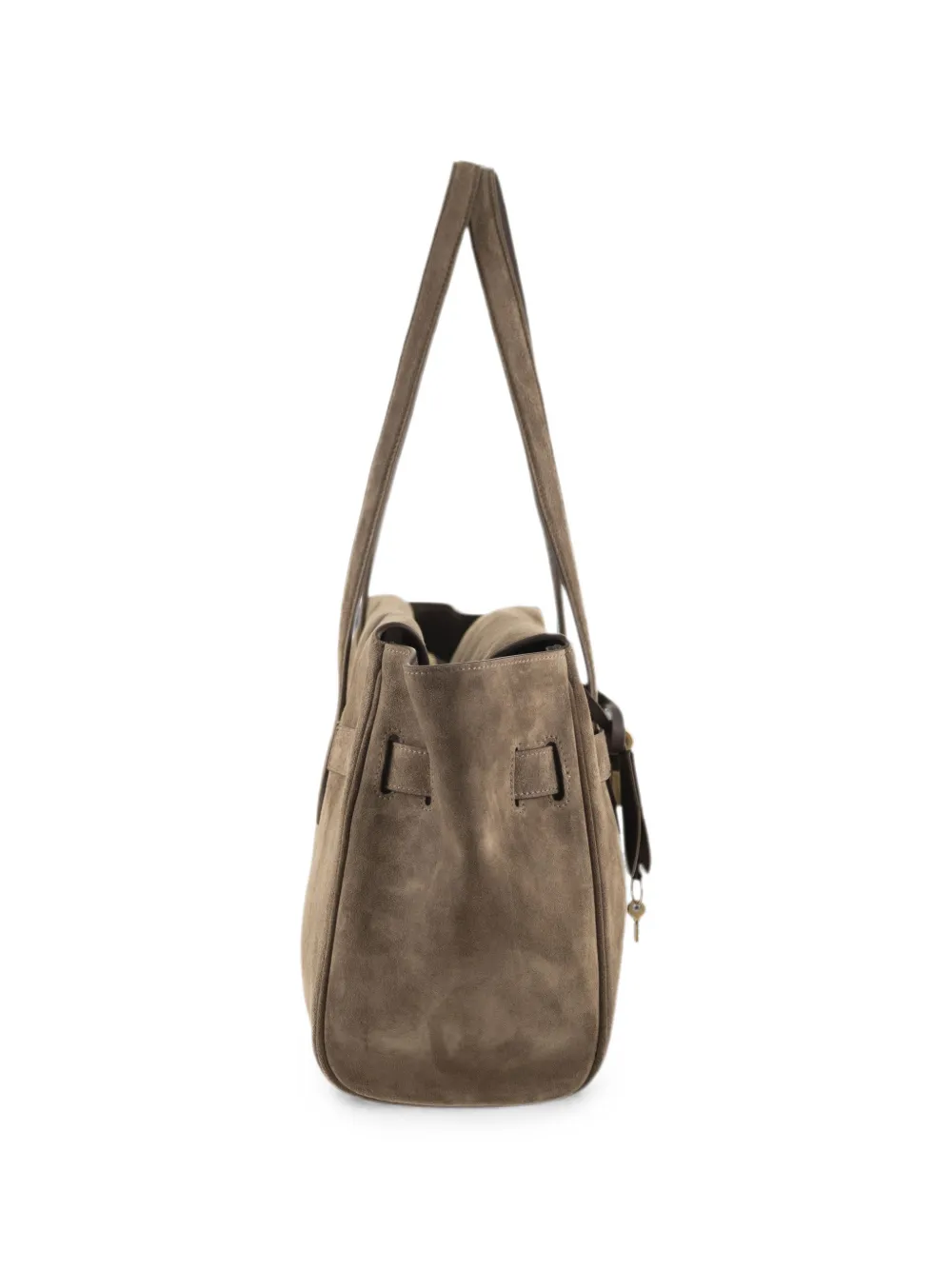 Brunello Cucinelli Suède schoudertas met hangslot Beige