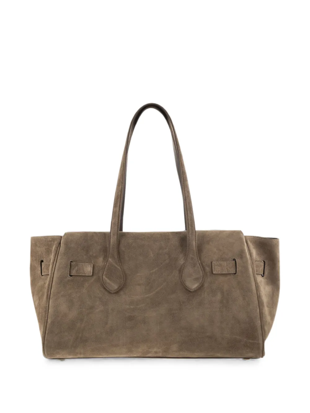 Brunello Cucinelli Suède schoudertas met hangslot Beige