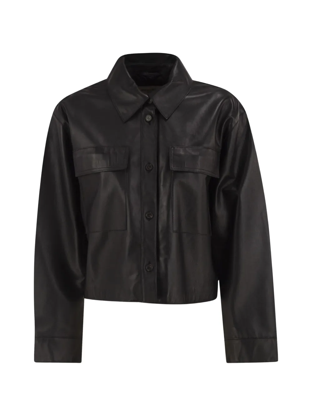 Weekend Max Mara cropped lamb leather jacket - Schwarz