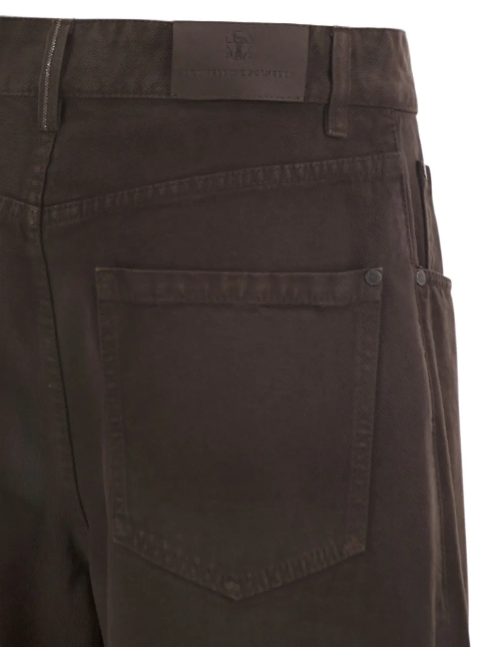 Brunello Cucinelli Jeans verfraaid met monogram en geverfd effect Bruin