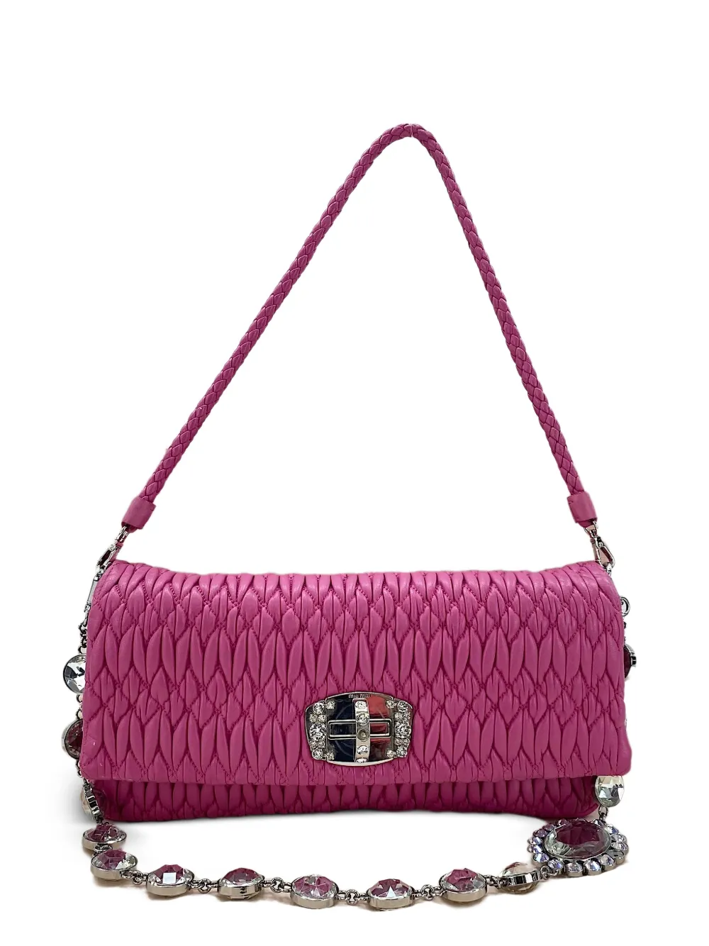 Miu Miu Pre-Owned Nappa Crystal matelassé shoulder bag - Pink