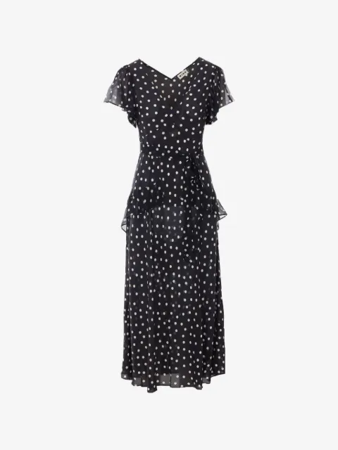 Rixo Evie Bohemia Maxikleid aus Seide mit Polka Dots