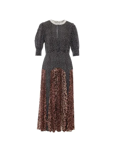 Rixo leopard-print polka-dot maxi dress