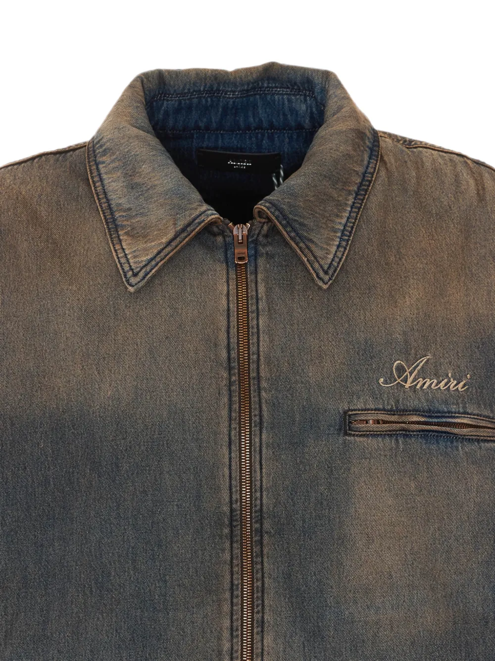 AMIRI Lea Bones denim jack met rits Blauw