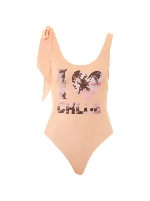Chloé logo-print bow-detail swimsuit