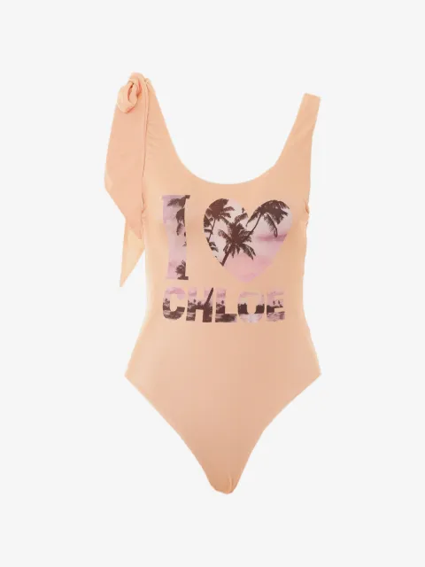 Chloé logo-print bow-detail swimsuit