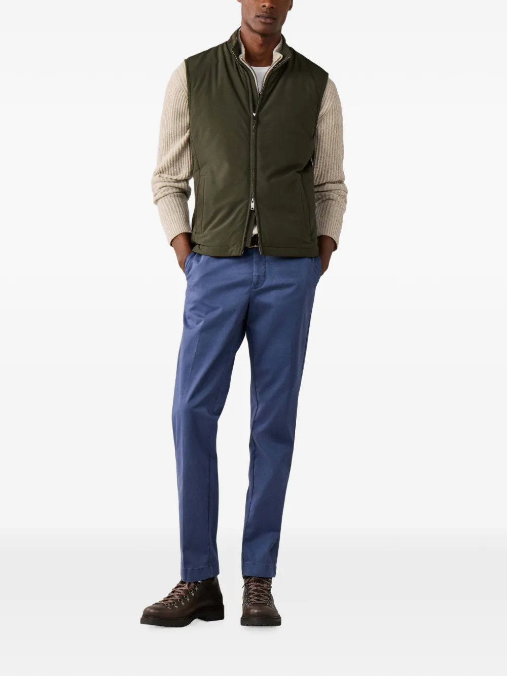 Hackett London Windsor bodywarmer met vlakken Groen
