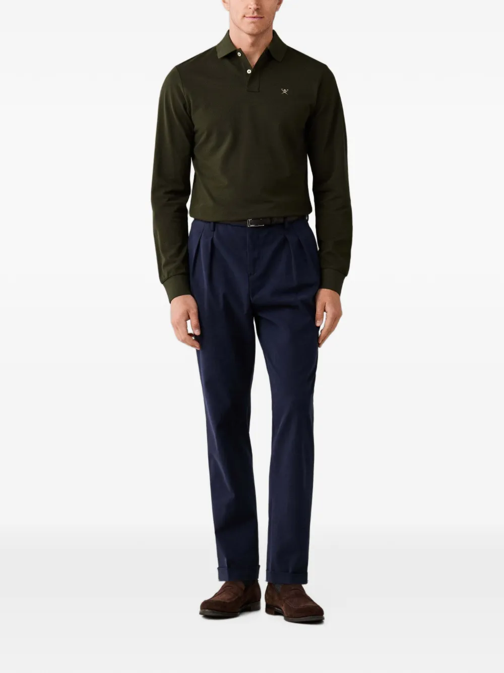 Hackett London Poloshirt met lange mouwen Groen