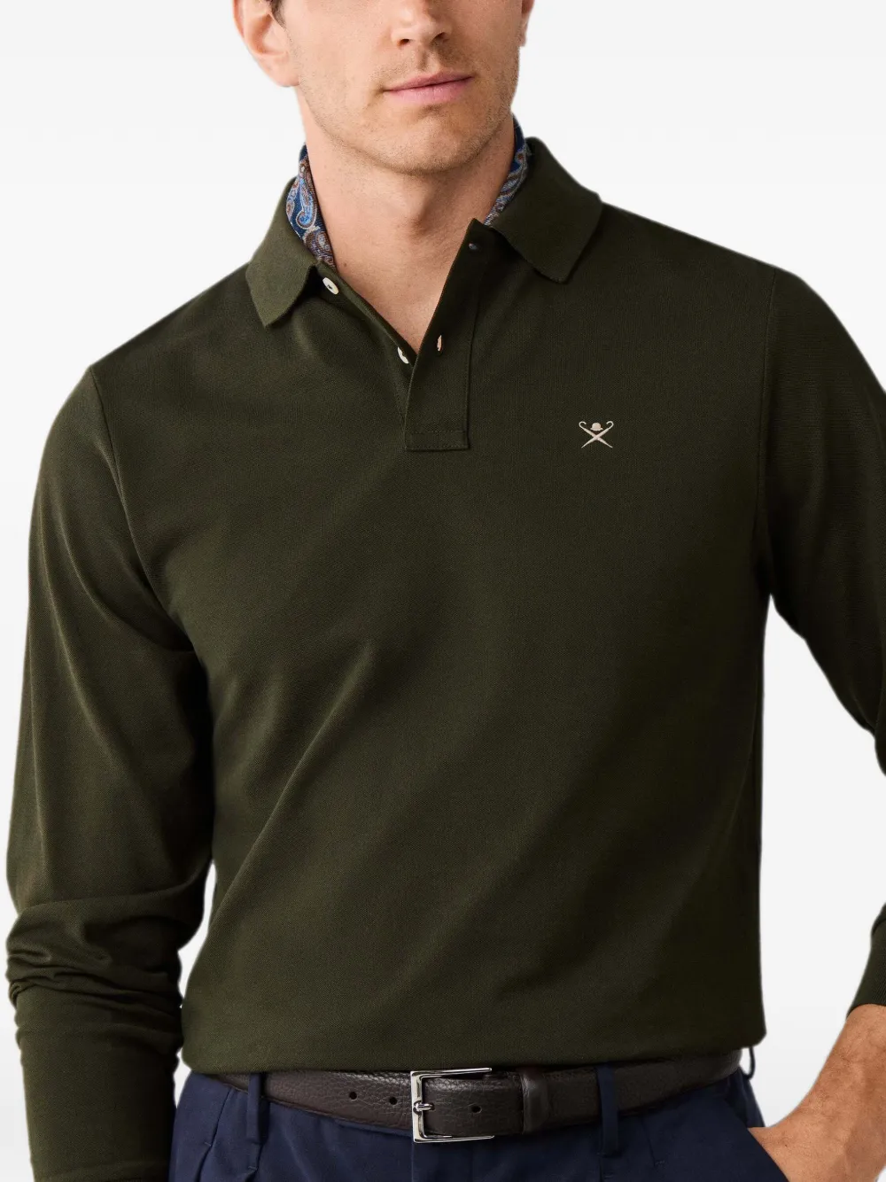 Hackett London Poloshirt met lange mouwen Groen