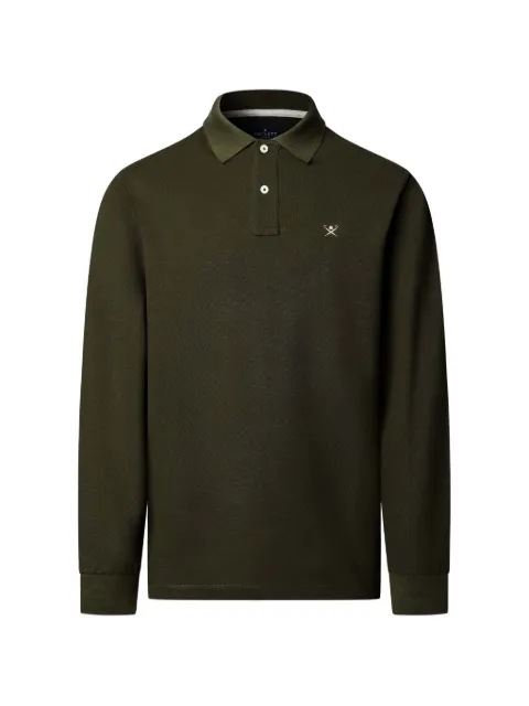 Hackett London logo-embroidered long-sleeve polo shirt
