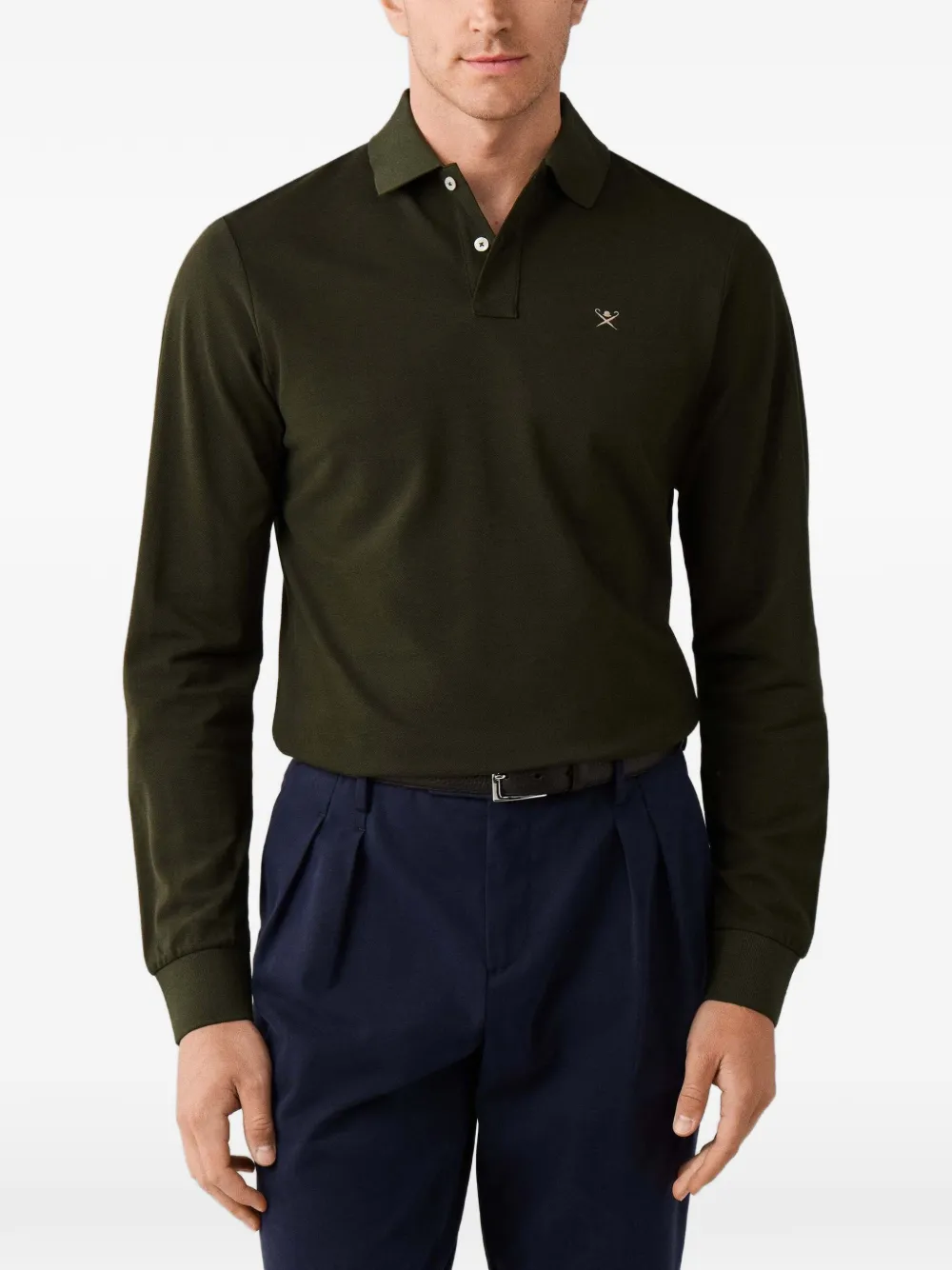 Hackett London Poloshirt met lange mouwen Groen
