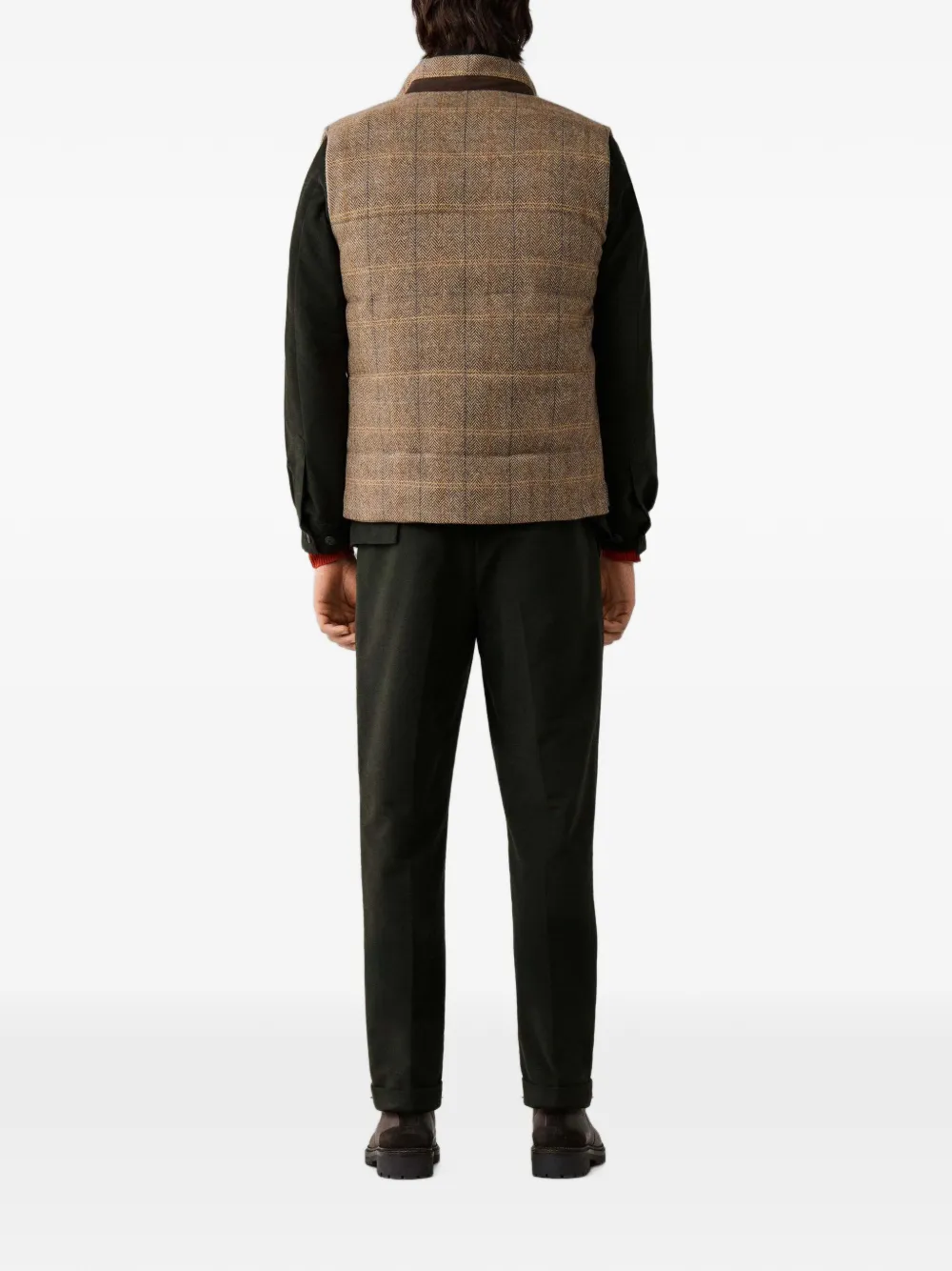 Hackett London Geruite bodywarmer met visgraatpatroon Beige