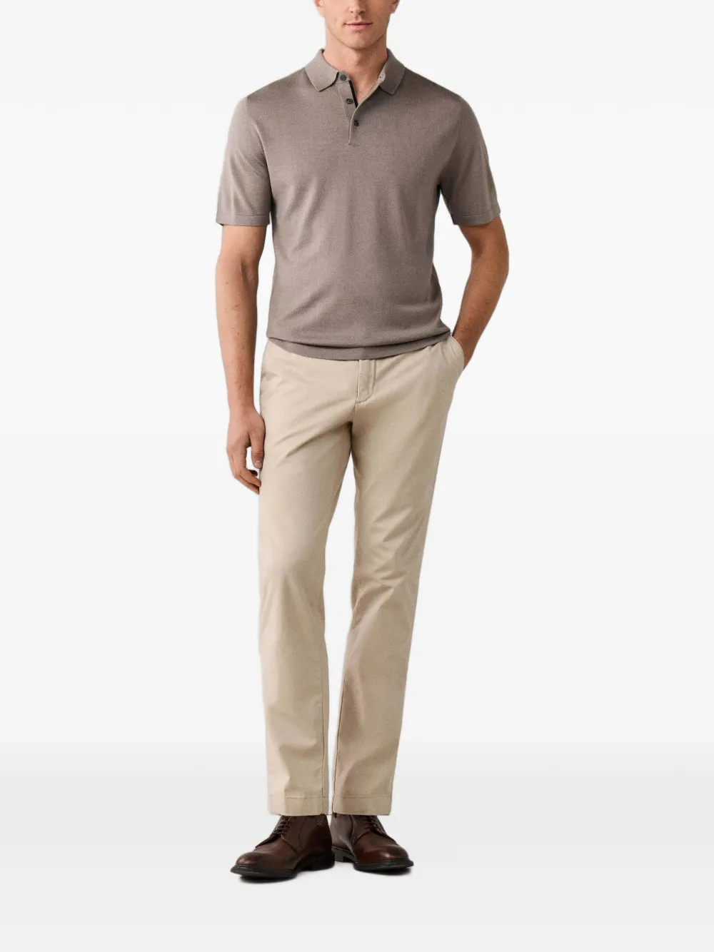 Hackett London Kensington canvas broek met textuur Beige