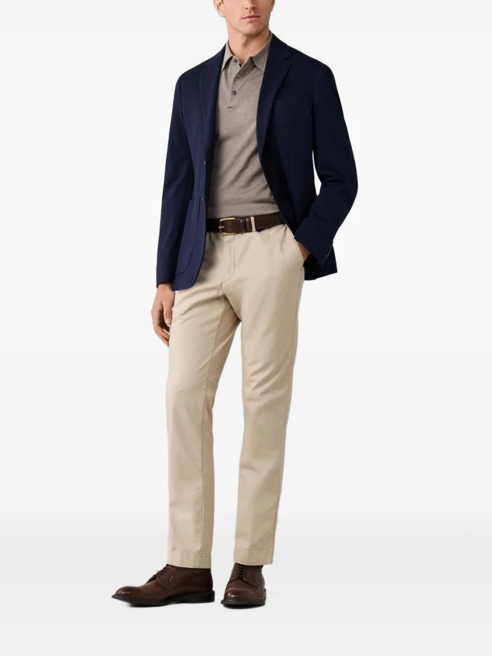 Hackett London Kensington canvas broek met textuur Beige