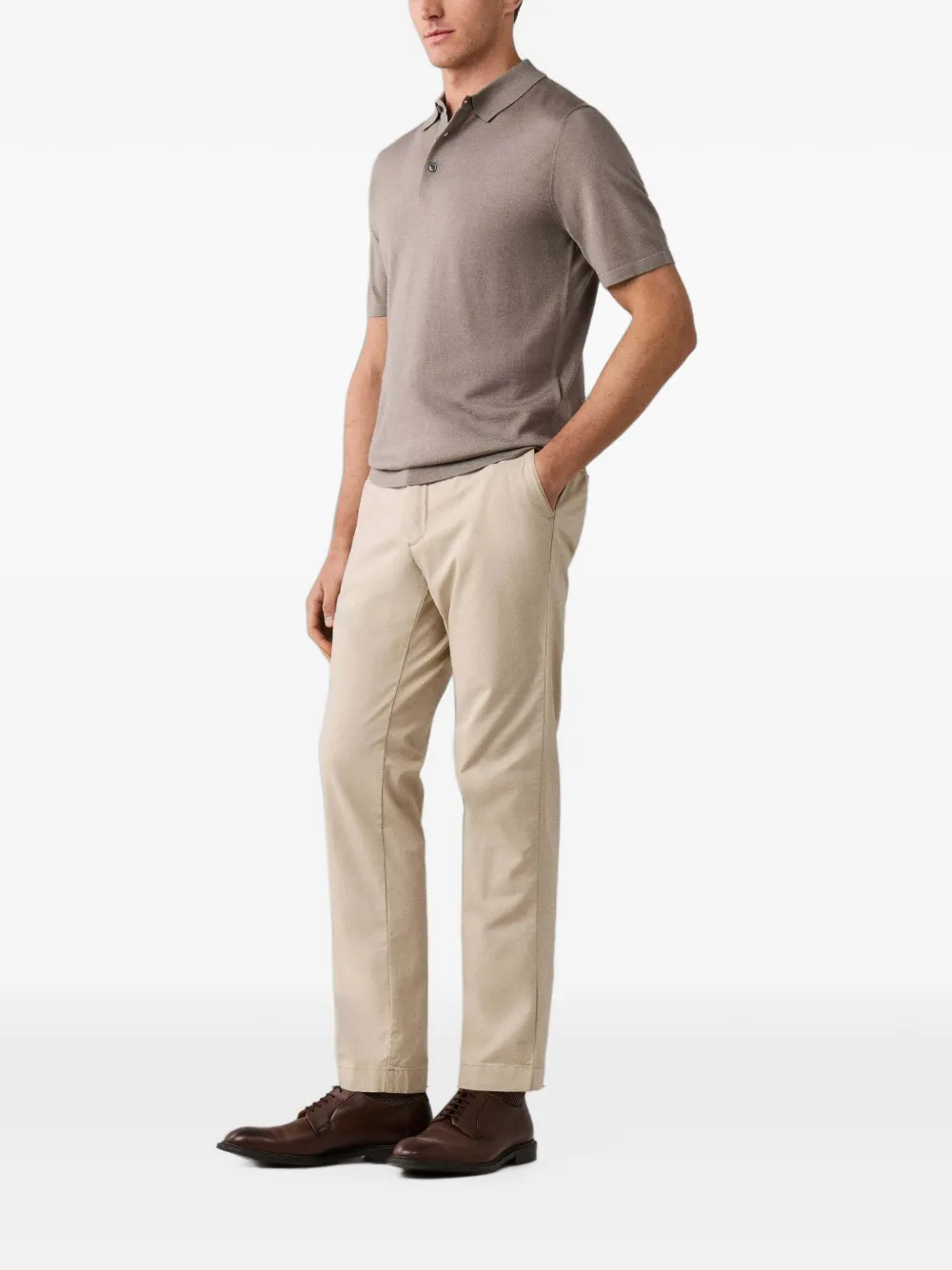 Hackett London Kensington canvas broek met textuur Beige