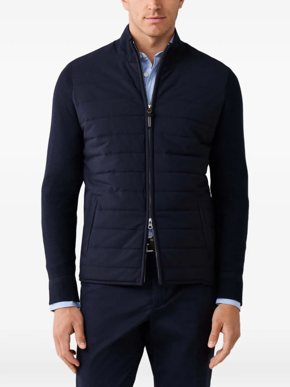 Hackett London Geweven jack met rits Blauw