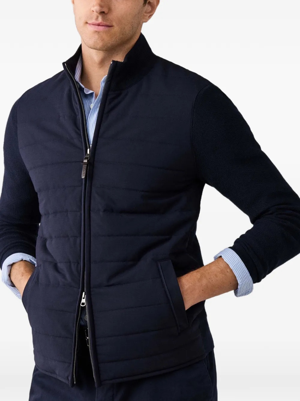 Hackett London Geweven jack met rits Blauw