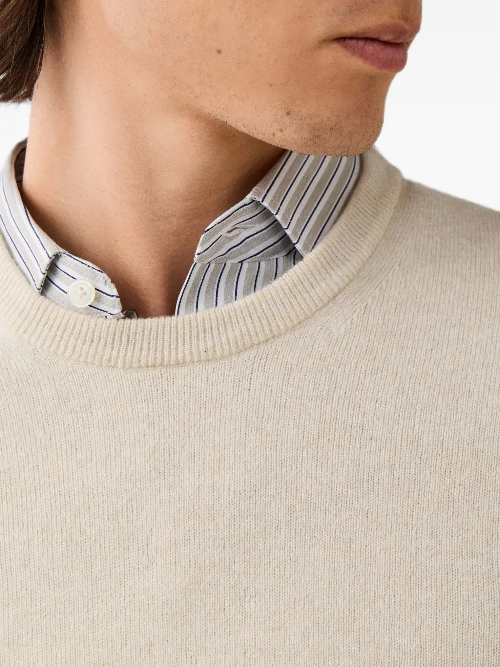 Hackett London Gebreide trui met elleboogpatch Beige