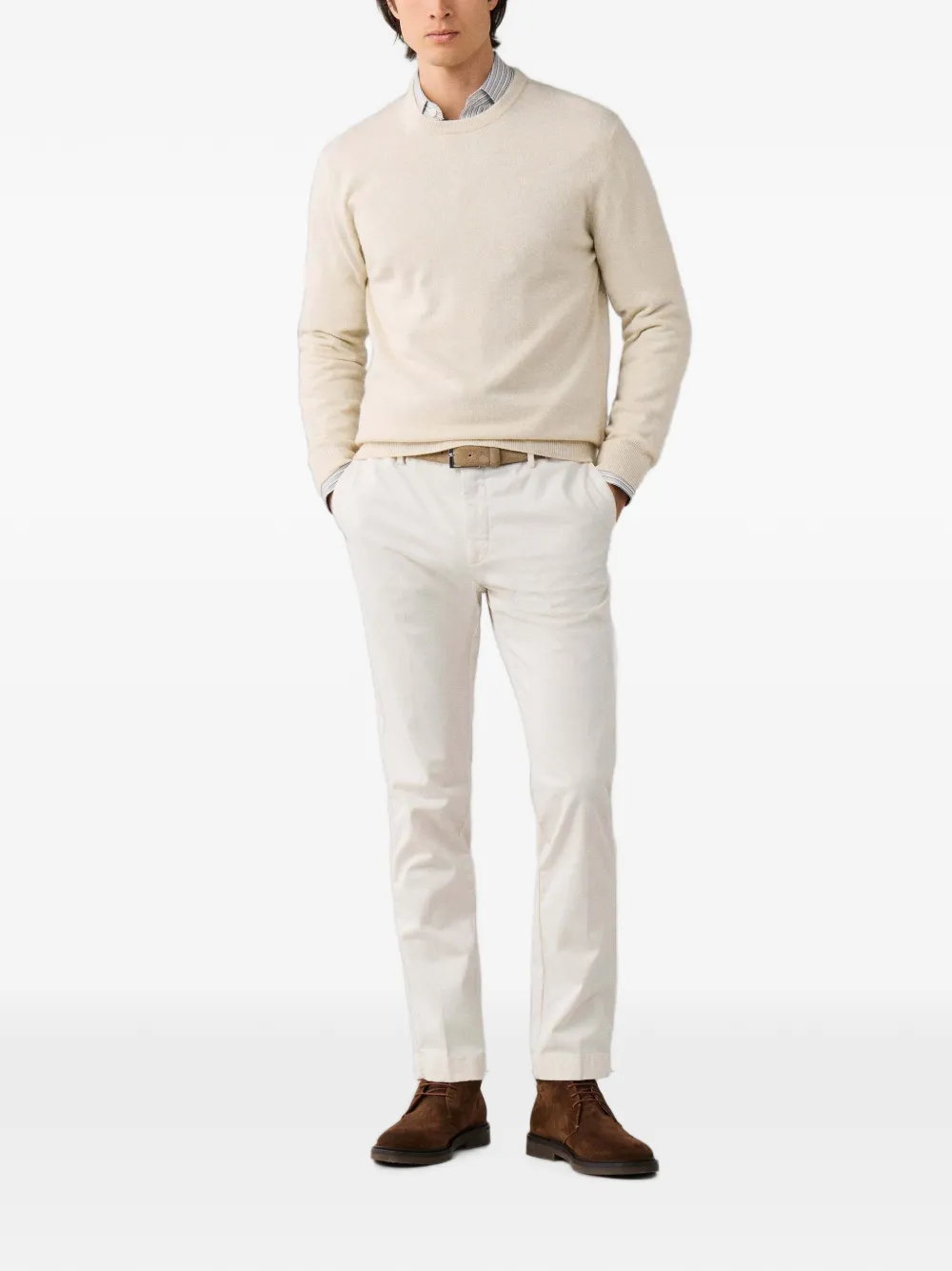 Hackett London Gebreide trui met elleboogpatch Beige