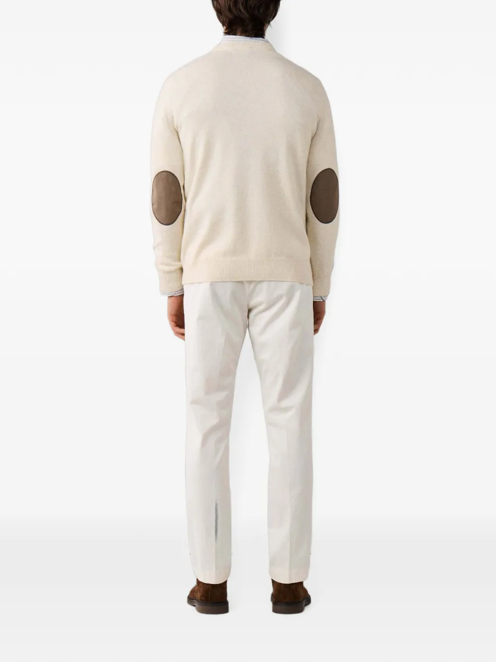 Hackett London Gebreide trui met elleboogpatch Beige