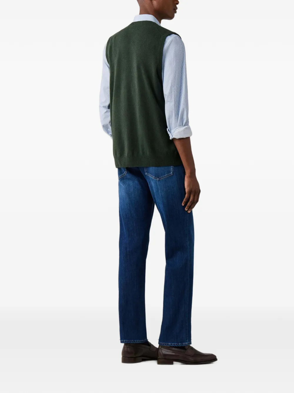 Hackett London Button-up mouwloos vest Groen