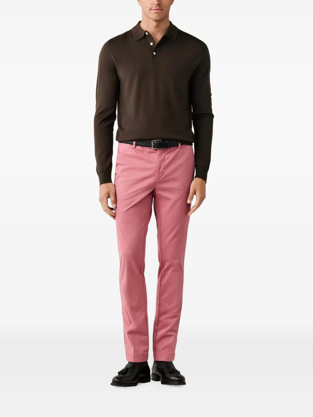 Hackett London Poloshirt met lange mouwen Bruin