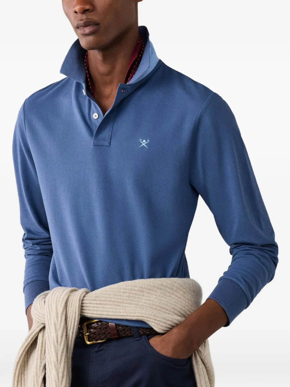 Hackett London Piqué poloshirt met geborduurd logo Blauw