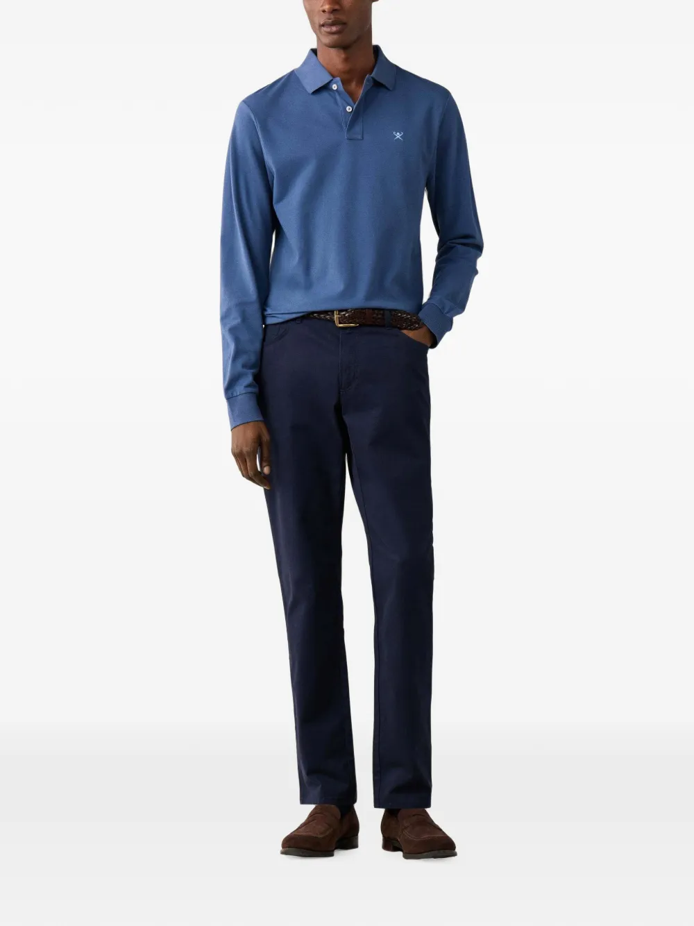 Hackett London Piqué poloshirt met geborduurd logo Blauw