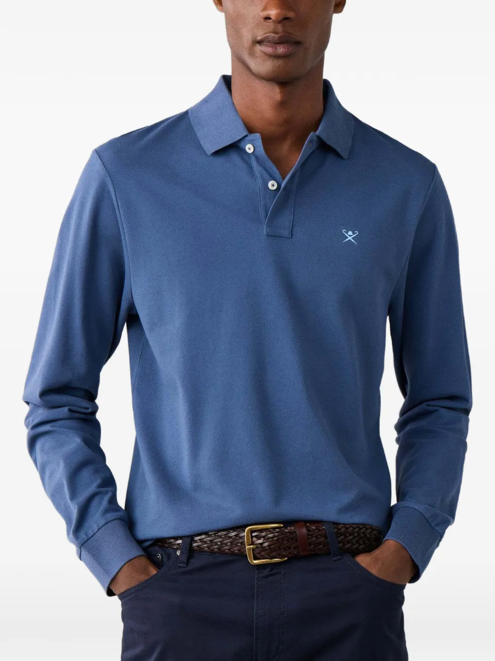 Hackett London Piqué poloshirt met geborduurd logo Blauw