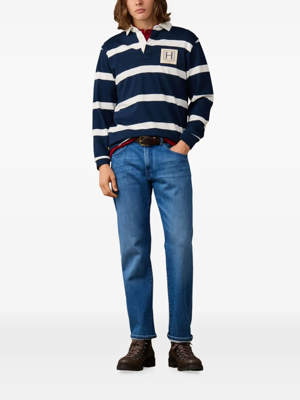 Hackett London Gestreept rugbyshirt Blauw