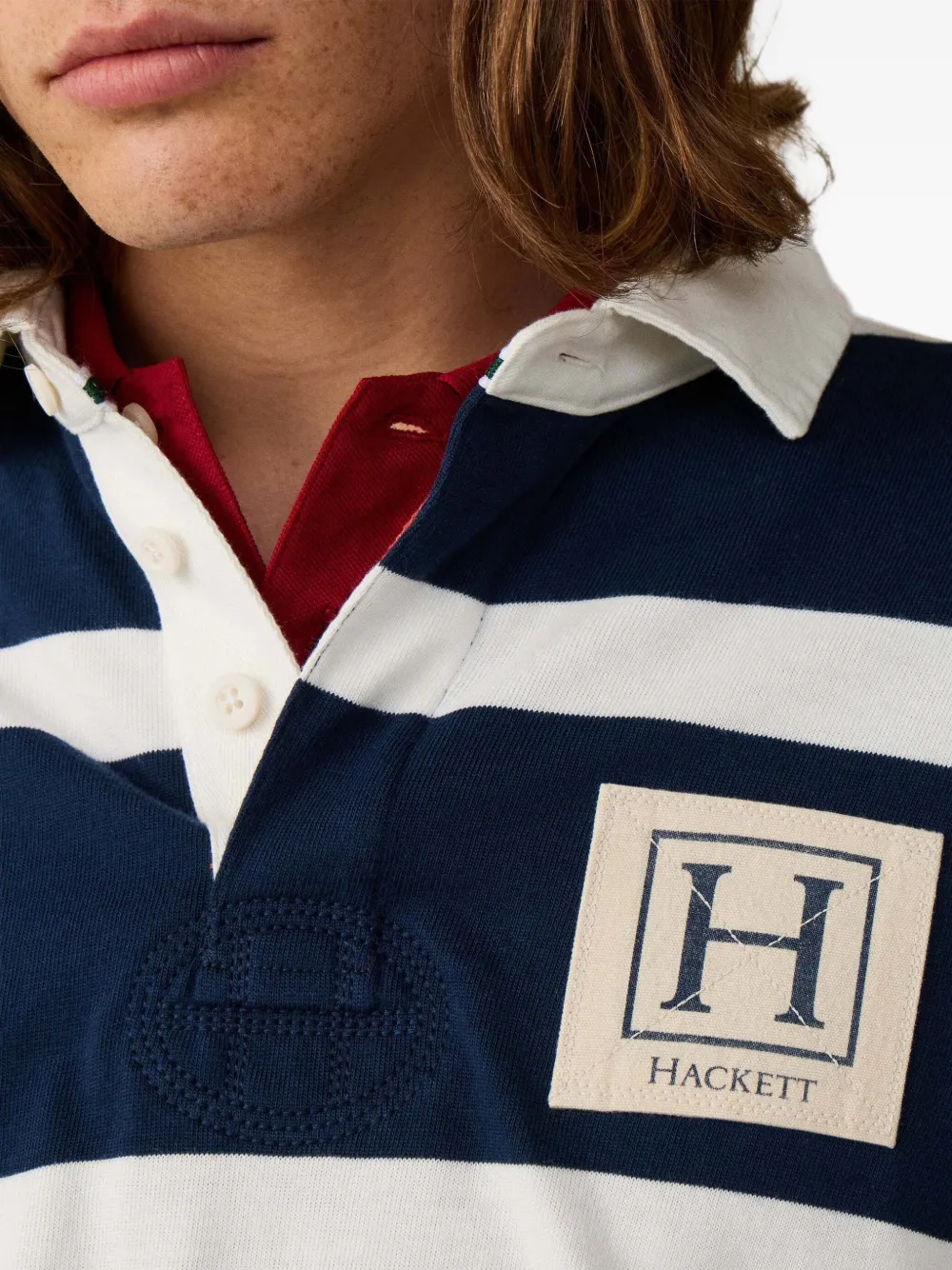 Hackett London Gestreept rugbyshirt Blauw