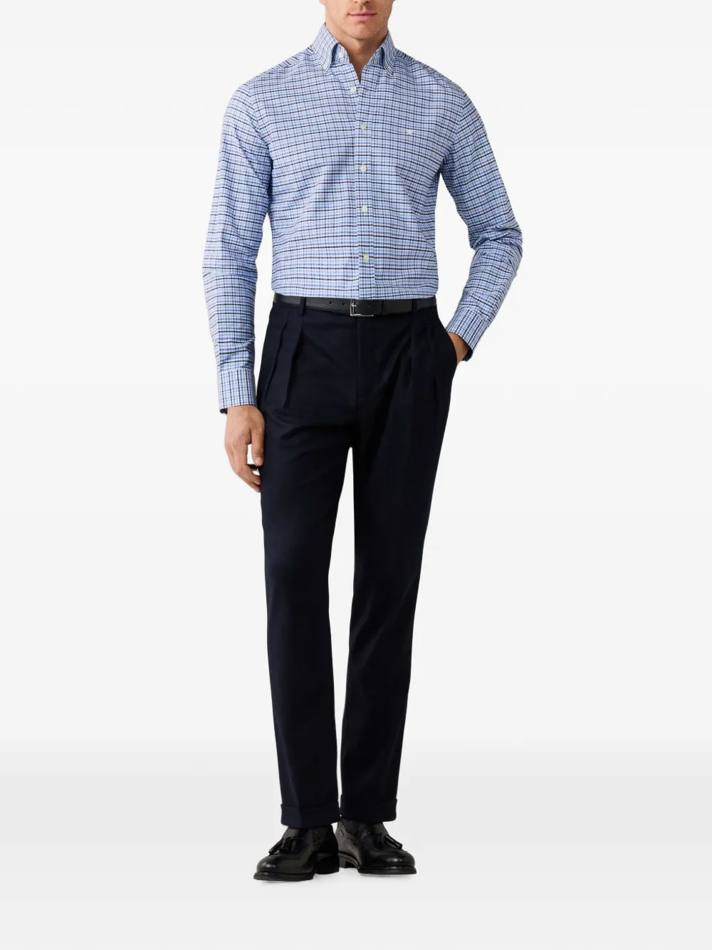 Hackett London Overhemd met gingham ruit Blauw