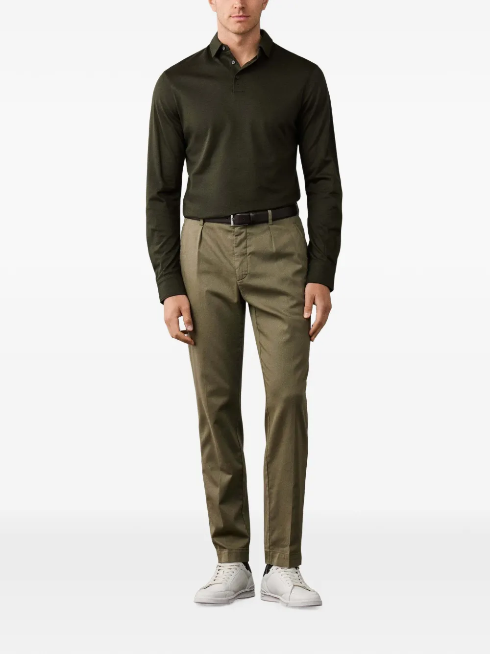 Hackett London Piqué poloshirt met lange mouwen Groen