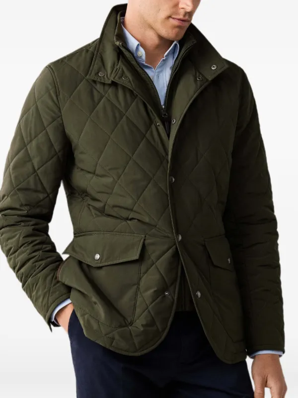 HACKETT LONDON ゴートスキン レザージャケット L Hackett London diamond-quilted Jacket | Green | FARFETCH