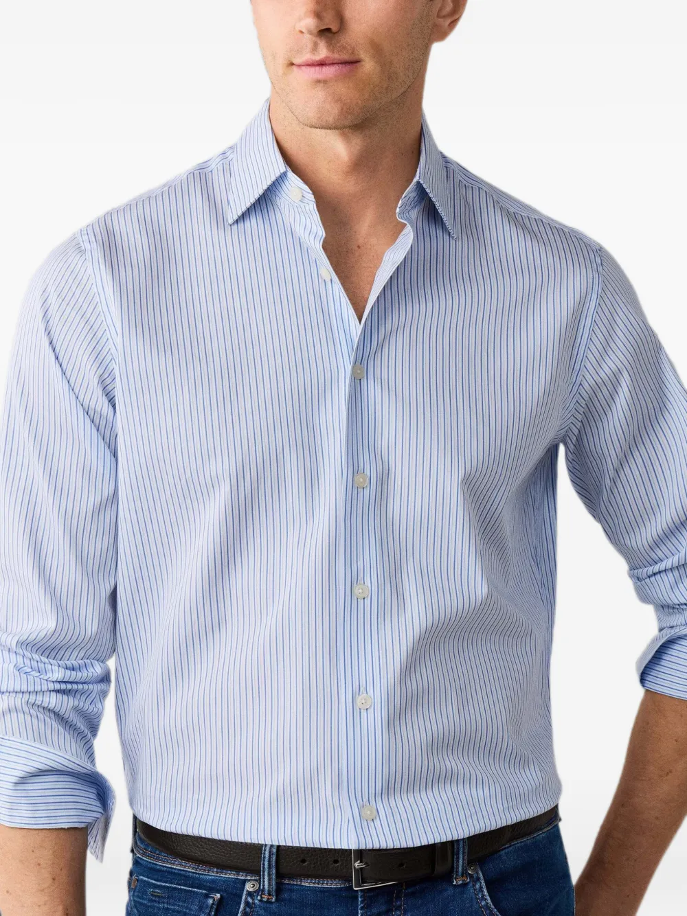 Hackett London Pimlico gestreept katoenen overhemd Wit