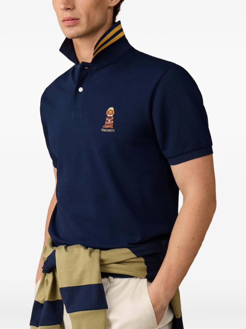 Hackett London Poloshirt met borduurwerk Blauw