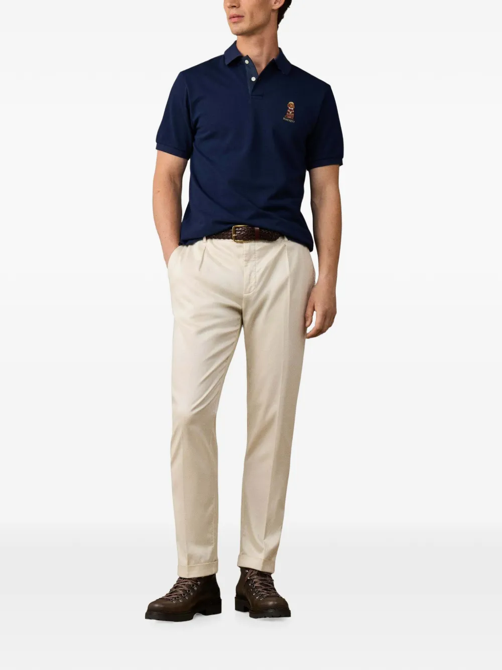Hackett London Poloshirt met borduurwerk Blauw