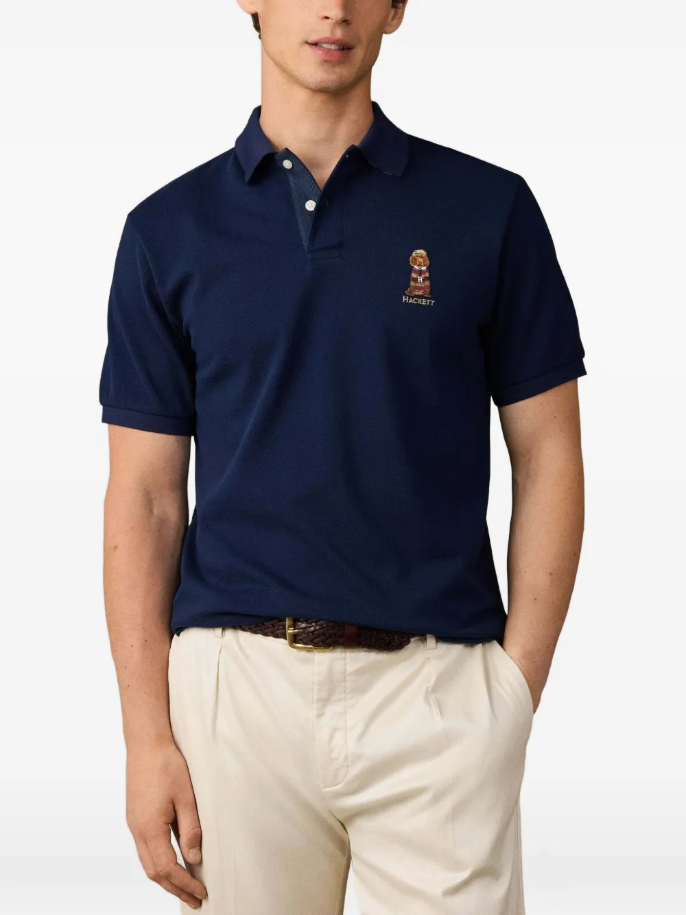 Hackett London Poloshirt met borduurwerk Blauw
