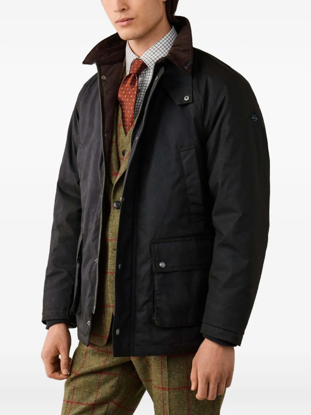 Hackett London Gewaxt jack met katoenen coating Groen