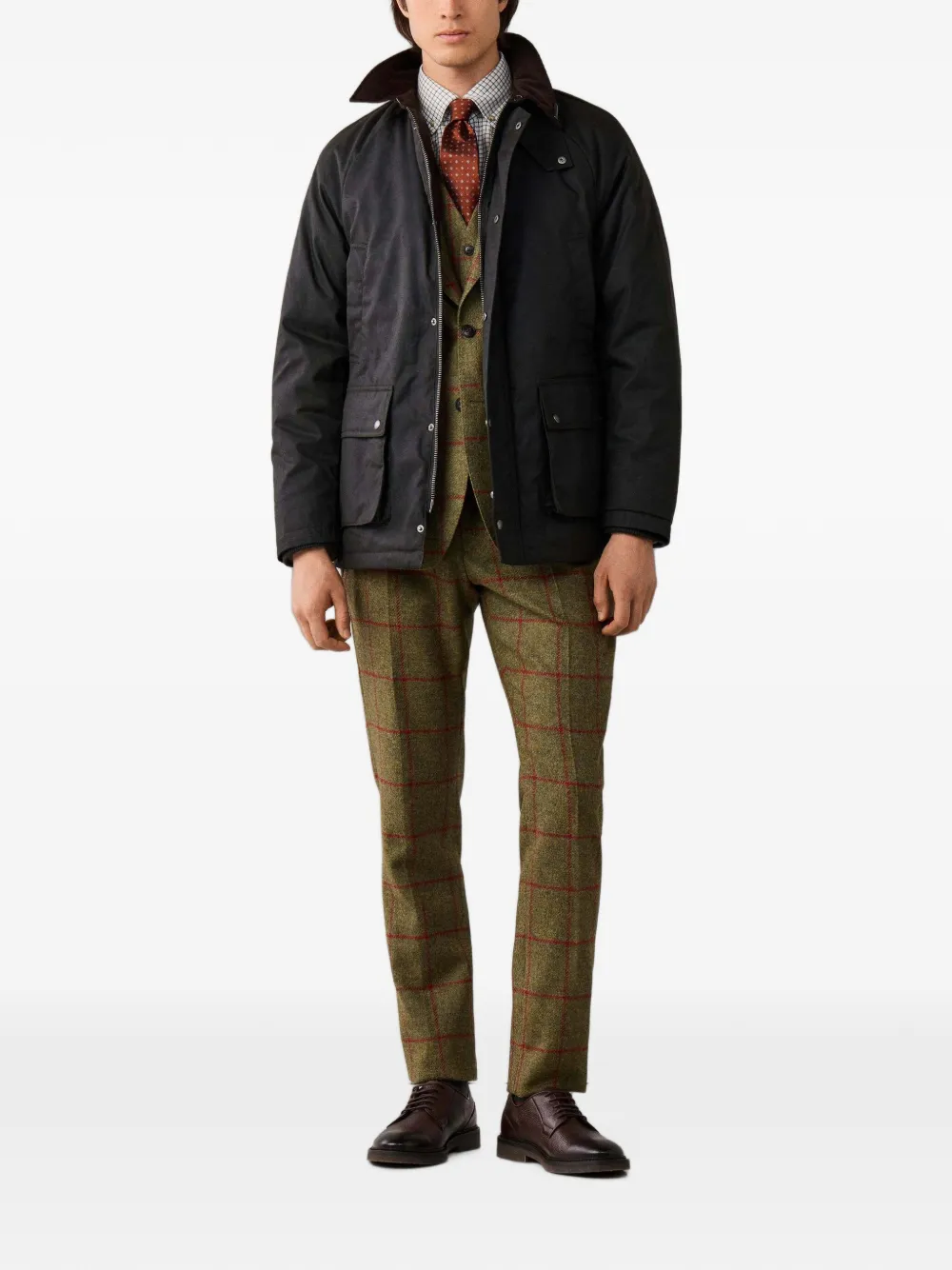 Hackett London Gewaxt jack met katoenen coating Groen