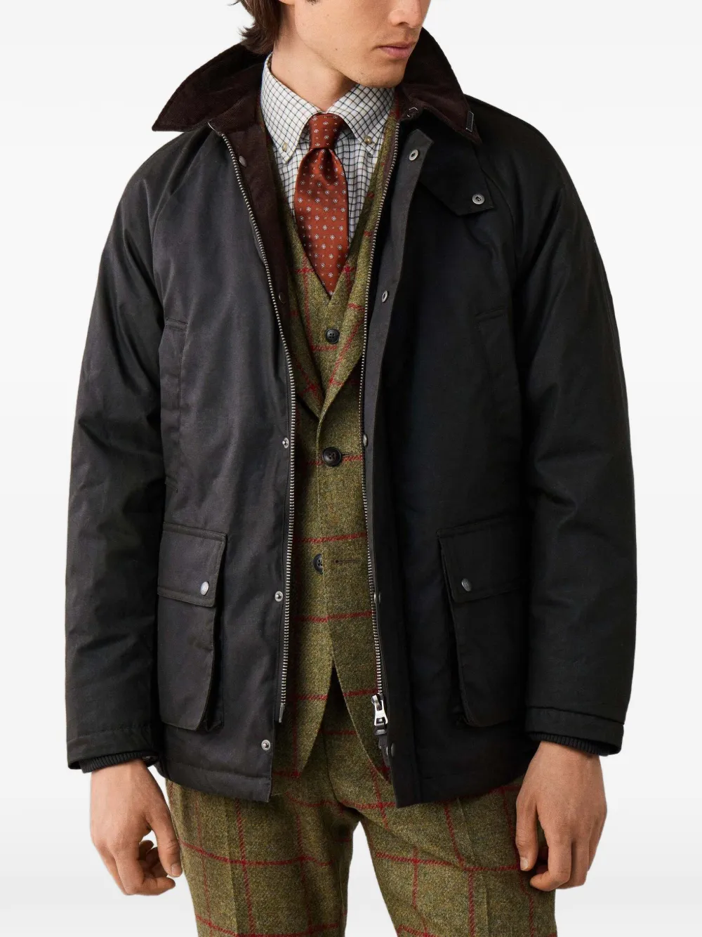 Hackett London Gewaxt jack met katoenen coating Groen