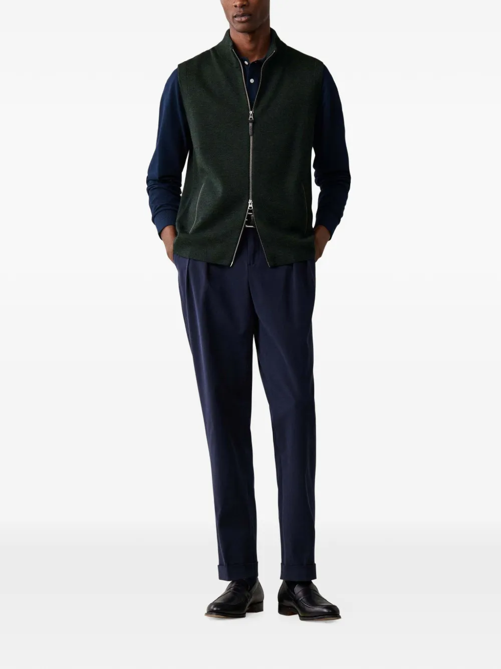 Hackett London Milano gebreid vest van merinowol Groen