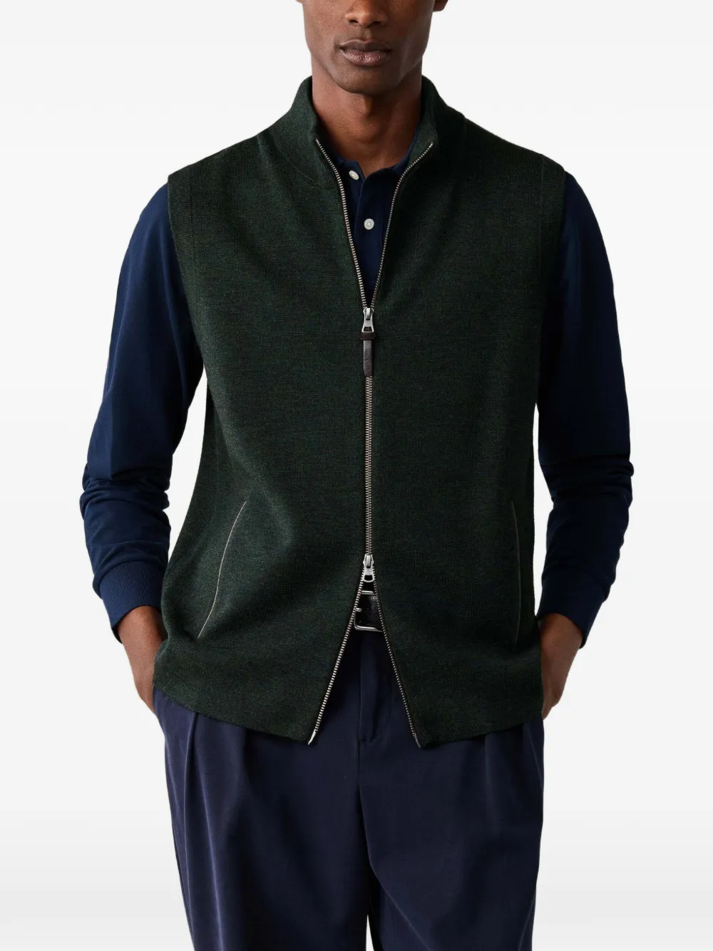 Hackett London Milano gebreid vest van merinowol Groen
