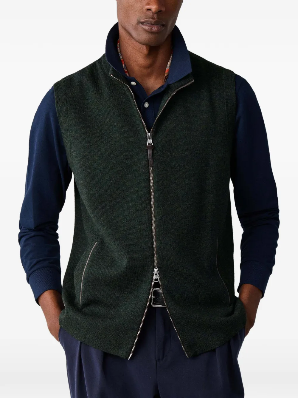 Hackett London Milano gebreid vest van merinowol Groen